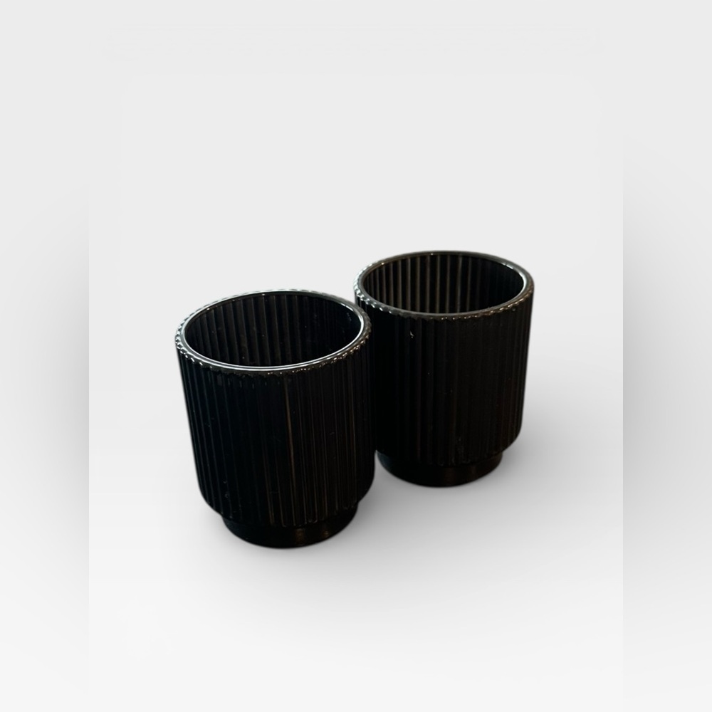 2 Translucent Black Textured Glasses
